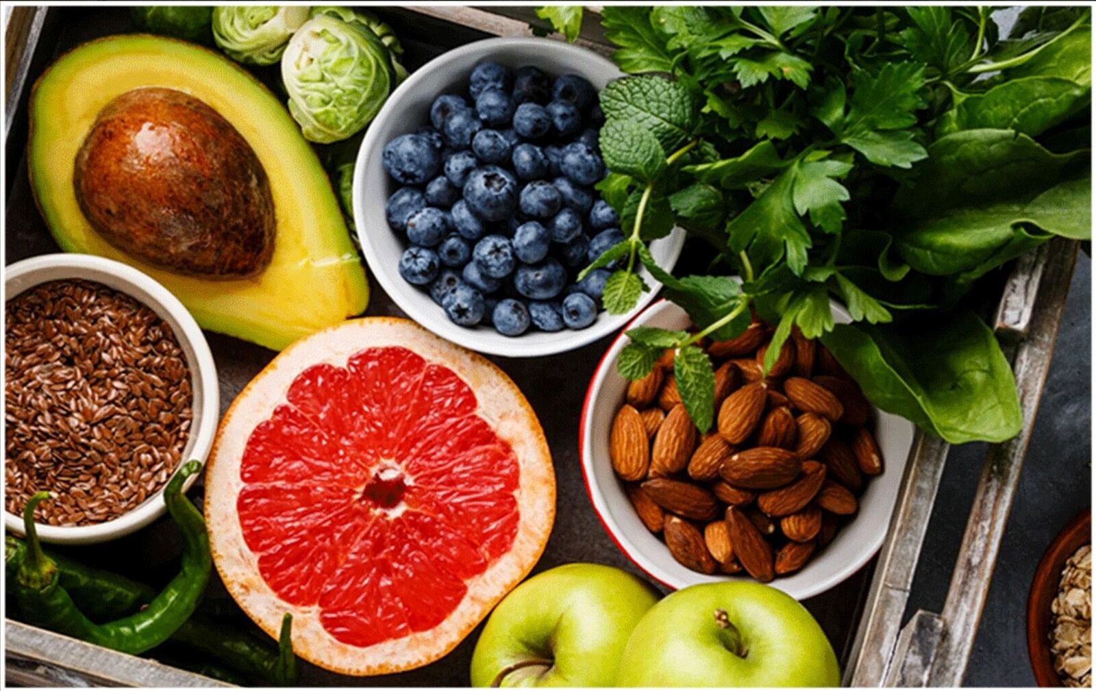 Assorted fresh produce prepared for procurement planning
